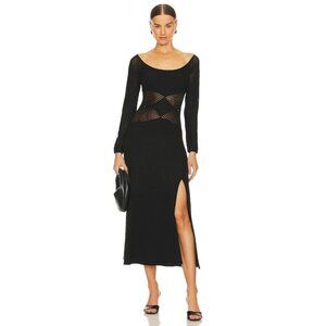 SOVERE Tilt Knit Dress in Black XSmall Womens Midi Sweater Cut out
